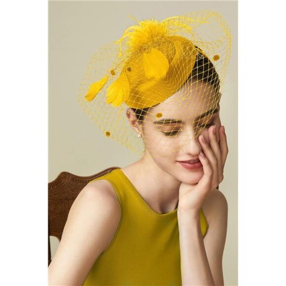 Fascinator Hat Veil Feather Fascinators Hair Clip Tea Party Pillbox - Picture 4 of 5